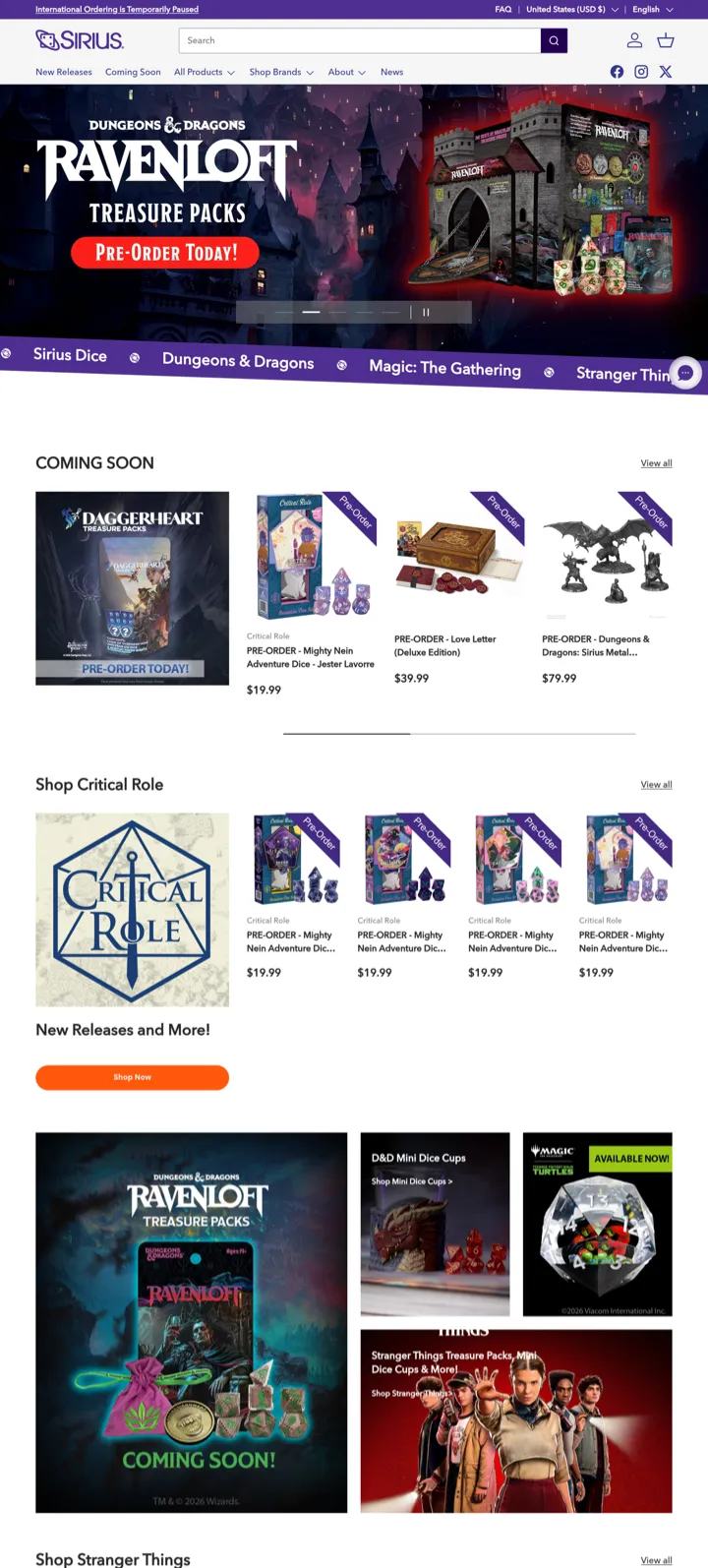 siriusdice.com — full page